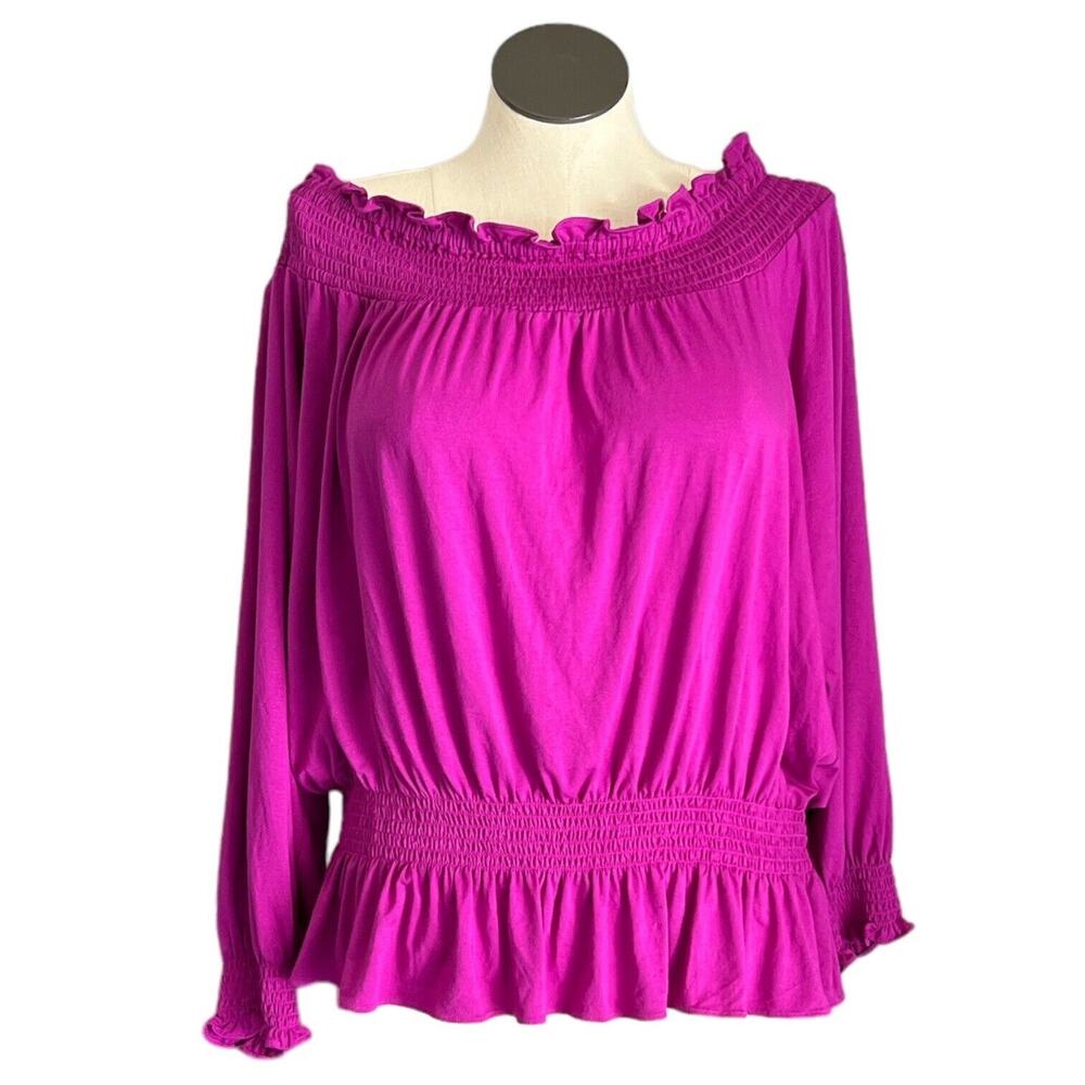 Lauren Ralph Lauren Womens Size 3X Jersey Off the Shoulder Top Magenta NWT